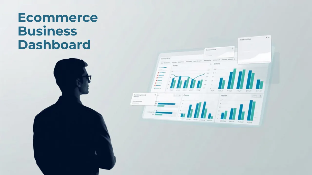 Unbranded ecommerce business dashboard with charts and order metrics