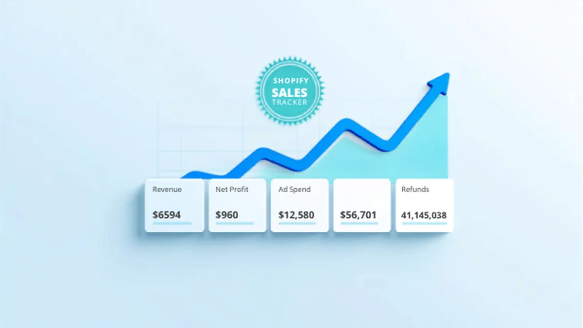 Shopify sales tracker dashboard comparing sales, costs, ad spend, refunds, and net profit