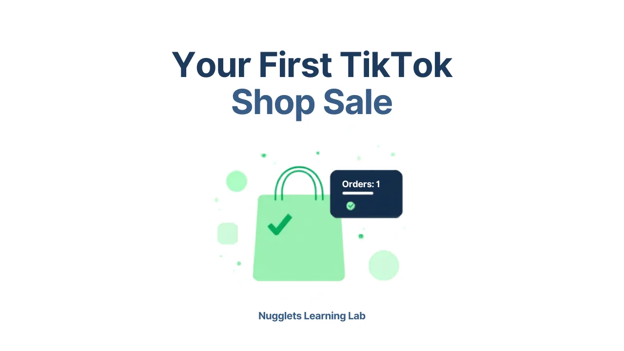 Your first TikTok Shop sale in the Nugglets /command dashboard, Nugglets Learning Lab cover