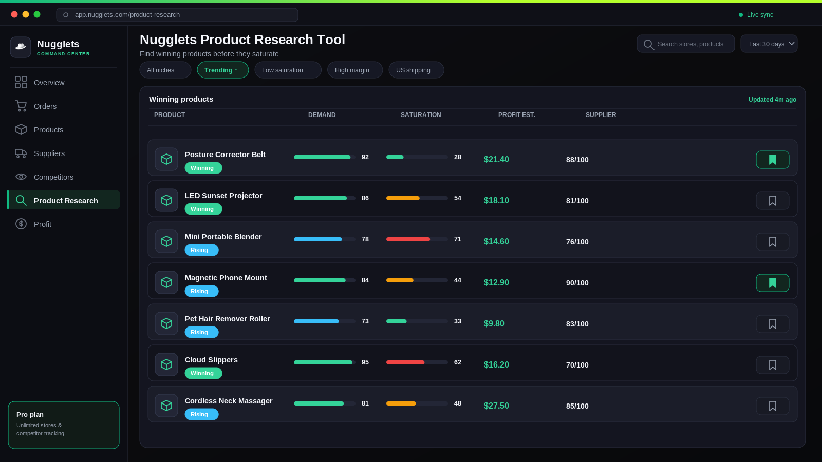 Nugglets product research tool for finding trending ecommerce products
